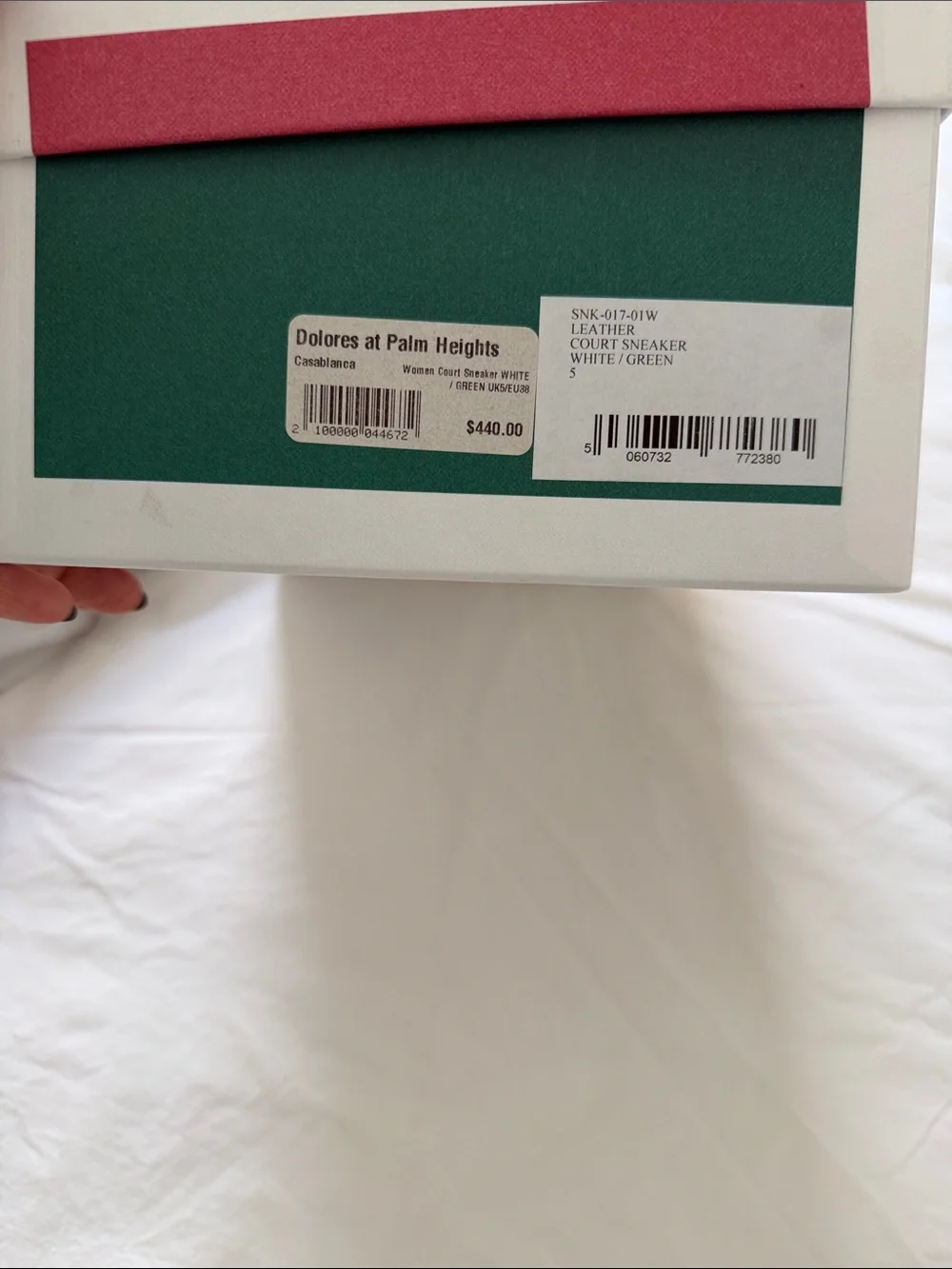 Casa Bianca Women's White Leather Sneakers with Green Sole